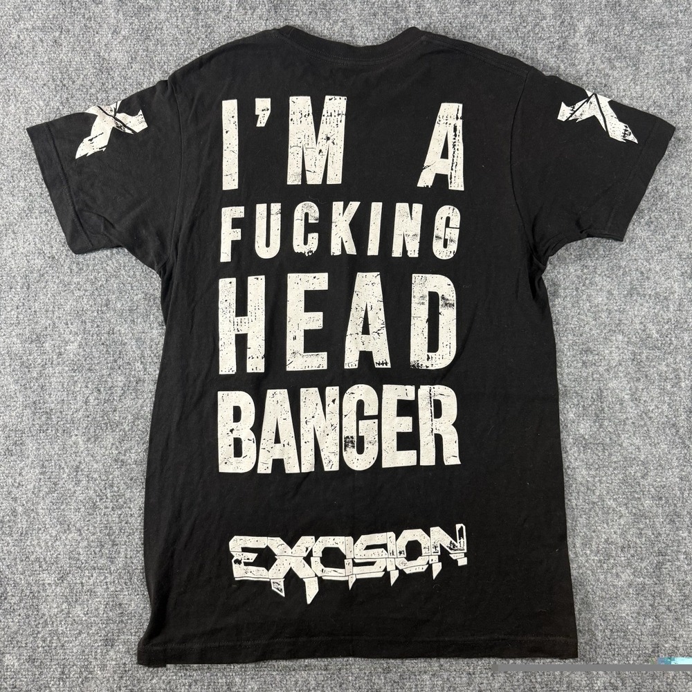 Excision Concert Tour T-Shirt I'm a Effin Head Banger 2 Sides Black Shirt Size M